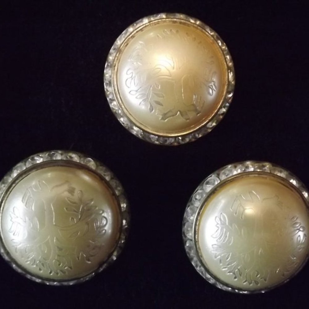 Tree of Life Domed Faux Pearl Earrings and Brooch